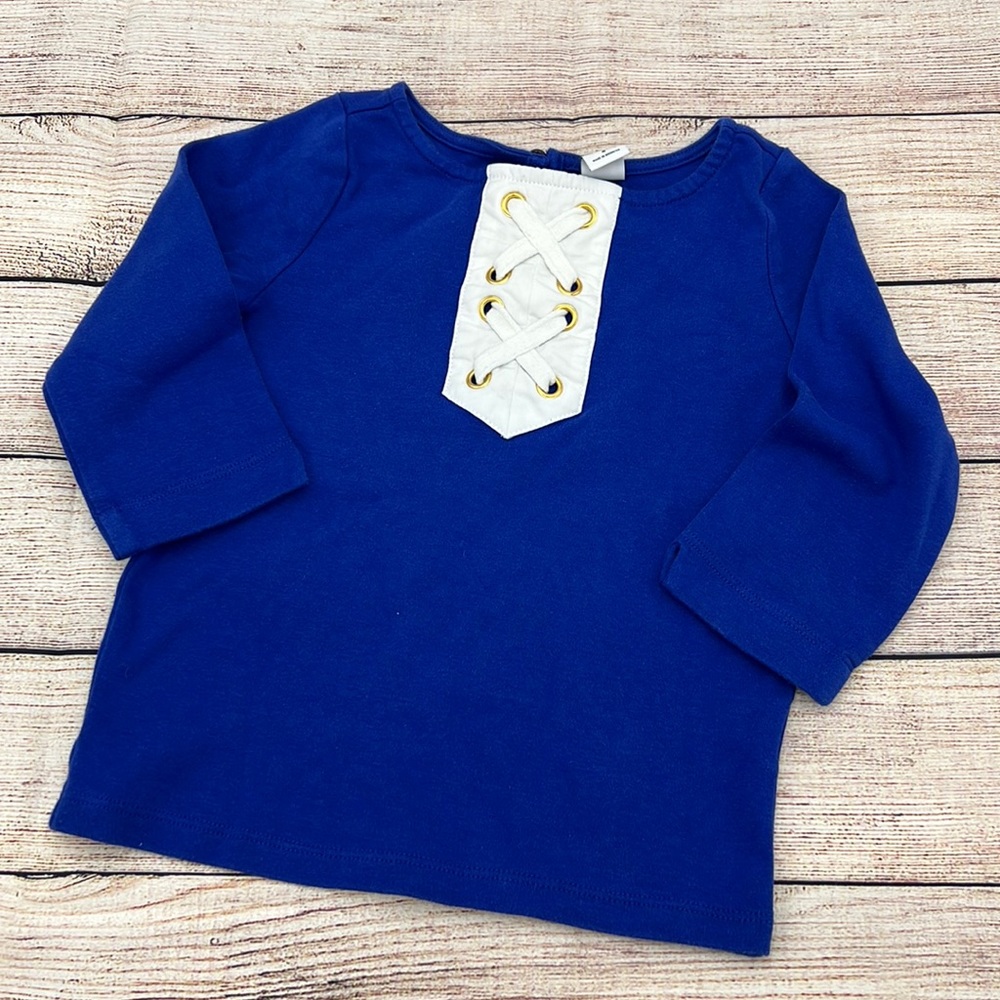 Girls Janie and Jack Blue and White 3/4 Sleeve Shirt